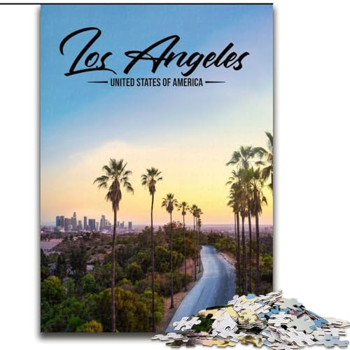 1000-teiliges Puzzle für Erwachsene und Jugendliche, Los Angeles, anspruchsvolles Spiel und Familienspiel mit vollständig ineinandergreifenden, zufällig geformten Teilen, 26x38cm von ABKMXDKZ