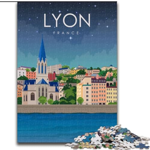 1000-teiliges Puzzle für Erwachsene und Jugendliche, Lyon, Frankreich, Reisekunst, Spielzeug, Lernspiele, Stressabbau, tolle Geschenke und Spielzeuge, 26x38cm von ABKMXDKZ
