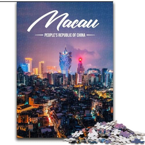 1000-teiliges Puzzle für Erwachsene und Jugendliche, Macau, für Lernspiele, Herausforderungsspielzeug, zur Verbesserung des Gedächtnisses, für 14-Jährige, 26x38cm von ABKMXDKZ