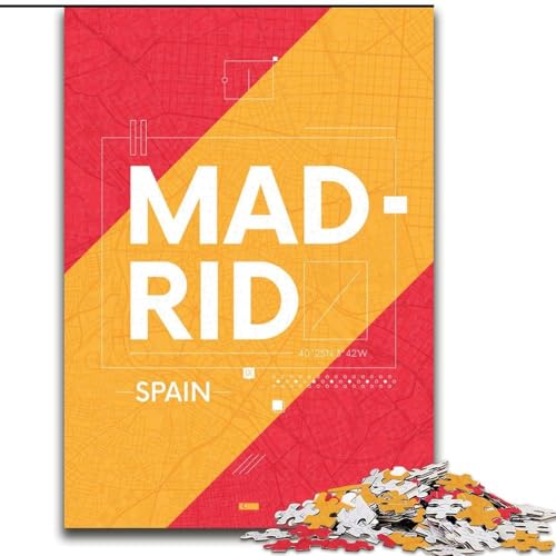 1000-teiliges Puzzle für Erwachsene und Jugendliche, Madrid, Spanien, Spielzeug, Lernspiele, Stressabbau, Eltern-Kind-Interaktion, 26x38cm von ABKMXDKZ