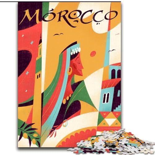 1000-teiliges Puzzle für Erwachsene und Jugendliche, Marokko-Reiseplakat, Spielzeug, Lernspiele, Stressabbau, Eltern-Kind-Interaktion, 26x38cm von ABKMXDKZ