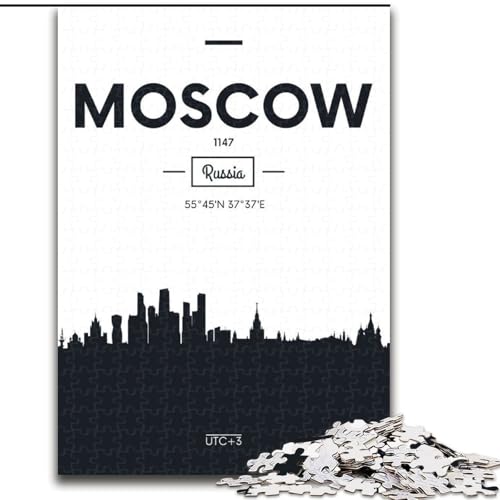 1000-teiliges Puzzle für Erwachsene und Jugendliche, Moskau, Russland, anspruchsvolles Spiel und Familienspiel mit vollständig ineinandergreifenden, zufällig geformten Teilen, 50x75cm von ABKMXDKZ