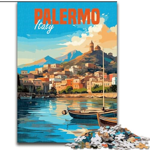 1000-teiliges Puzzle für Erwachsene und Jugendliche, Palermo, Italien, für Lernspiele, Herausforderungsspielzeug, zur Verbesserung des Gedächtnisses, für 14-Jährige, 26x38cm von ABKMXDKZ