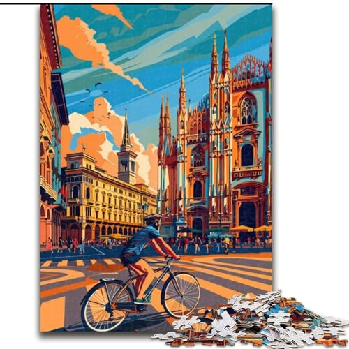 1000-teiliges Puzzle für Erwachsene und Jugendliche, Radfahren in Mailand, für und ab 14 Jahren, pädagogisches Lernspielzeug, Familienspiele, Geburtstagsgeschenk, 50x75cm von ABKMXDKZ
