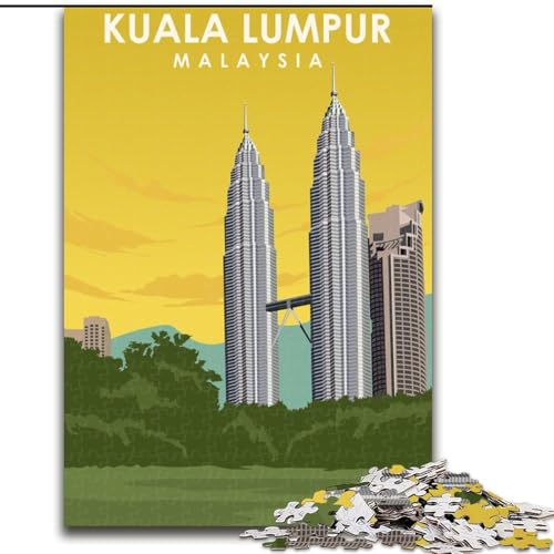 1000-teiliges Puzzle für Erwachsene und Jugendliche, Reiseposter von Kuala Lumpur, anspruchsvolles Spiel und Familienspiel mit vollständig ineinandergreifenden, zufällig geformten Teilen, 26x38cm 1000-teiliges Puzzle für Erwachsene und Jugendliche, Reiseposter von Kuala Lumpur, anspruchsvolles Spiel und Familienspiel mit vollständig ineinandergreifenden, zufällig geformten Teilen, 26x38cm von ABKMXDKZ