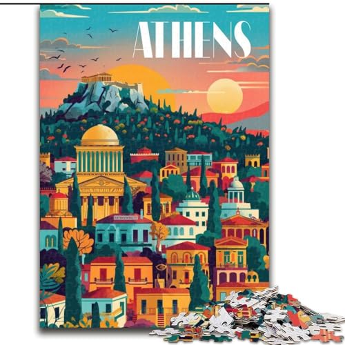 1000-teiliges Puzzle für Erwachsene und Jugendliche, Sonnenuntergang in Athen, Spielzeug, Lernspiele, Stressabbau, Eltern-Kind-Interaktion, 26x38cm von ABKMXDKZ