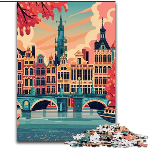 1000-teiliges Puzzle für Erwachsene und Jugendliche, Stadtbild von Brüssel, Spielzeug, Lernspiele, Stressabbau, tolle Geschenke und Spielzeuge, 50x75cm von ABKMXDKZ