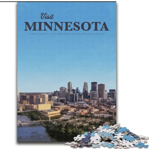 1000-teiliges Puzzle für Erwachsene und Jugendliche, besuchen Sie Minnesota, Spielzeug, Lernspiele, Stressabbau, tolle Geschenke und Spielzeuge, 26x38cm von ABKMXDKZ