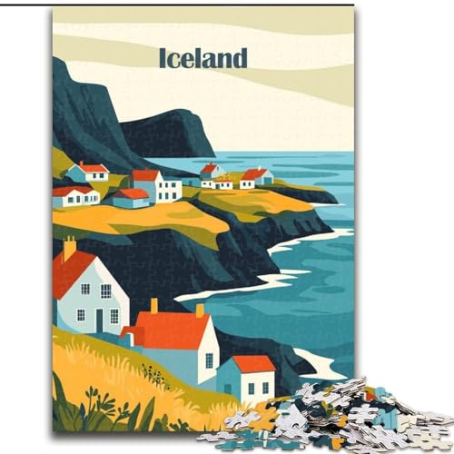 1000-teiliges Puzzle für Erwachsene und Jugendliche, isländisches Küstendorf, Spielzeug, Lernspiele, Stressabbau, Eltern-Kind-Interaktion, 50x75cm von ABKMXDKZ
