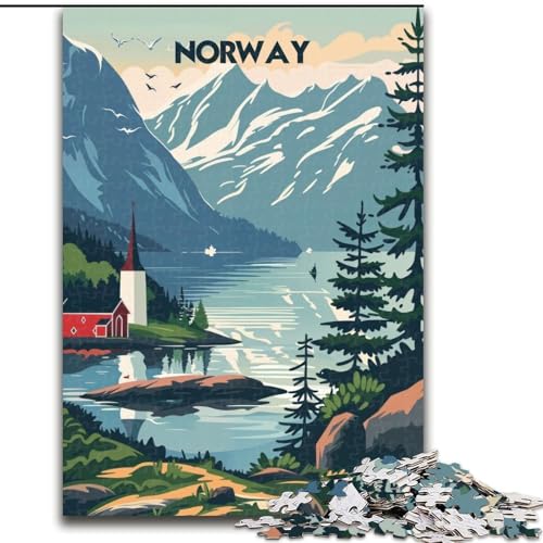 1000-teiliges Puzzle für Erwachsene und Jugendliche, norwegische Fjordlandschaft, Spielzeug, Lernspiele, Stressabbau, Eltern-Kind-Interaktion, 26x38cm von ABKMXDKZ