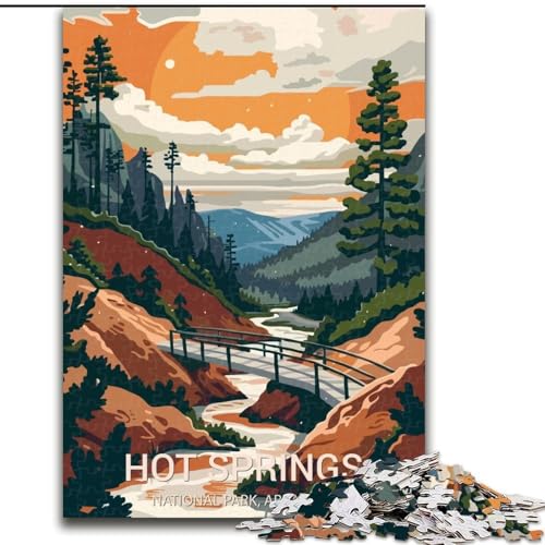 1000-teiliges Puzzle für Erwachsene und Jugendliche,Hot Springs Nationalpark,Stressabbau mit vollständig ineinandergreifenden,zufällig geformten Teilen für Kinder und Jugendliche ab 14 Jahren,26x38cm von ABKMXDKZ