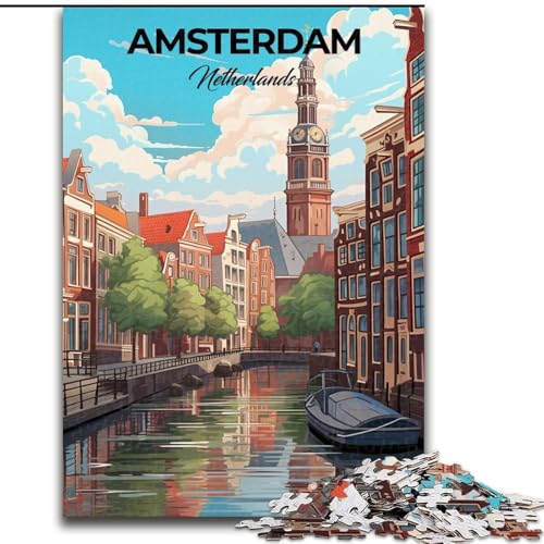 1000-teiliges Puzzle für Jugendliche und Erwachsene, Amsterdam, Niederlande, Lernspiele, Heimdekoration, geeignet für die Schreibtischdekoration, 26x38cm 1000-teiliges Puzzle für Jugendliche und Erwachsene, Amsterdam, Niederlande, Lernspiele, Heimdekoration, geeignet für die Schreibtischdekoration, 26x38cm von ABKMXDKZ