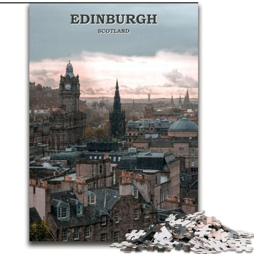 1000-teiliges Puzzle für Jugendliche und Erwachsene, Edinburgh-Reiseplakat, Lernspiele, Heimdekoration, geeignet für die Schreibtischdekoration, 50x75cm von ABKMXDKZ