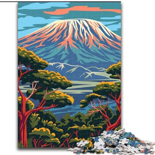 1000-teiliges Puzzle für Jugendliche und Erwachsene, Landschaft des Kilimandscharo, Lernspiele, Heimdekoration, geeignet für die Schreibtischdekoration, 50x75cm von ABKMXDKZ