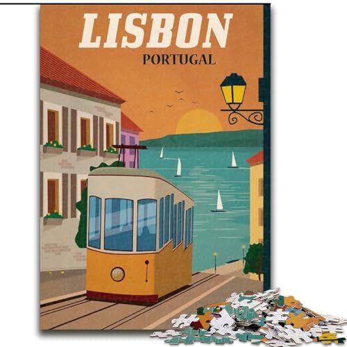 1000-teiliges Puzzle für Jugendliche und Erwachsene, Lissabon, Lernspiele, Heimdekoration, geeignet für die Schreibtischdekoration, 50x75cm von ABKMXDKZ