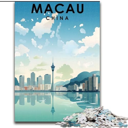 1000-teiliges Puzzle für Jugendliche und Erwachsene, Macau, China-Reise, Lernspiele, Heimdekoration, geeignet für die Schreibtischdekoration, 50x75cm von ABKMXDKZ