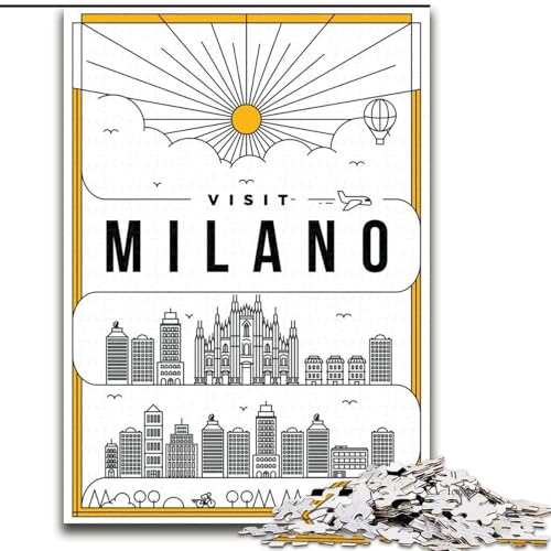 1000-teiliges Puzzle für Jugendliche und Erwachsene, Mailand, Italien, Lernspiele, Heimdekoration, geeignet für die Schreibtischdekoration, 26x38cm 1000-teiliges Puzzle für Jugendliche und Erwachsene, Mailand, Italien, Lernspiele, Heimdekoration, geeignet für die Schreibtischdekoration, 26x38cm von ABKMXDKZ