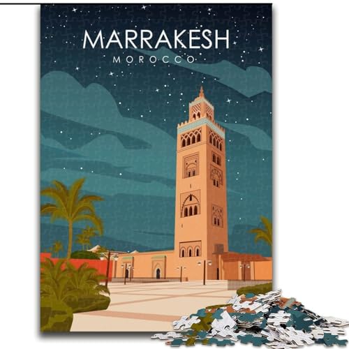 1000-teiliges Puzzle für Jugendliche und Erwachsene, Reiseplakat von Marrakesch, Lernspiele, Heimdekoration, geeignet für die Schreibtischdekoration, 26x38cm 1000-teiliges Puzzle für Jugendliche und Erwachsene, Reiseplakat von Marrakesch, Lernspiele, Heimdekoration, geeignet für die Schreibtischdekoration, 26x38cm von ABKMXDKZ