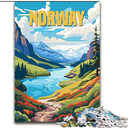 1000-teiliges Puzzle für Jugendliche und Erwachsene, norwegische Landschaft, Lernspiele, Heimdekoration, geeignet für die Schreibtischdekoration, 50x75cm von ABKMXDKZ
