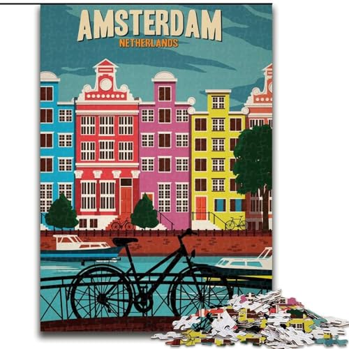 1000-teiliges Puzzle für Teenager, Amsterdam, Spielzeug, Lernspiele, Stressabbau, Eltern-Kind-Interaktion, 50x75cm von ABKMXDKZ