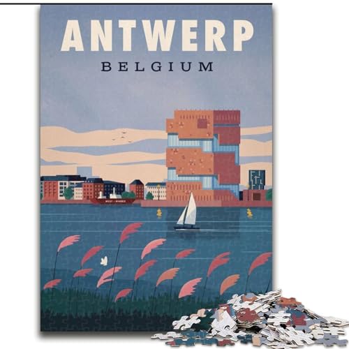 1000-teiliges Puzzle für Teenager, Antwerpen, Spielzeug, Lernspiele, Stressabbau, Eltern-Kind-Interaktion, 26x38cm von ABKMXDKZ