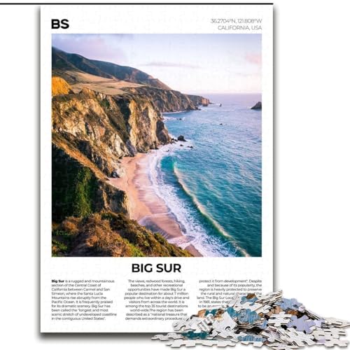 1000-teiliges Puzzle für Teenager, Big Sur, Spielzeug, Lernspiele, Stressabbau, Eltern-Kind-Interaktion, 26x38cm von ABKMXDKZ