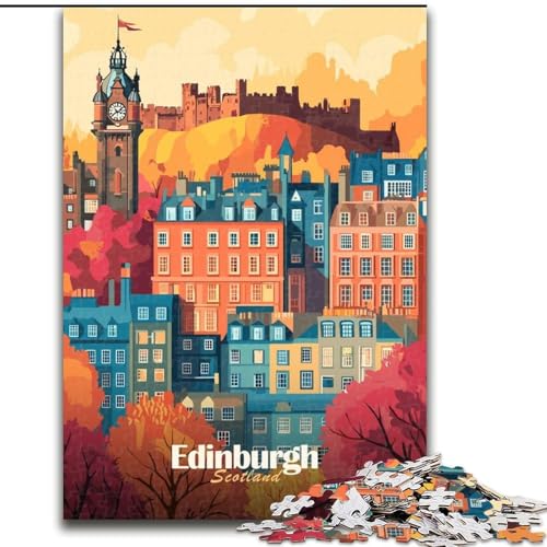 1000-teiliges Puzzle für Teenager, Edinburgh-Stadtbild, Spielzeug, Lernspiele, Stressabbau, Eltern-Kind-Interaktion, 26x38cm von ABKMXDKZ