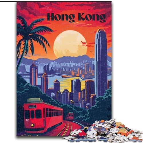 1000-teiliges Puzzle für Teenager, Hong Kong Sunset Glow, Spielzeug, Lernspiele, Stressabbau, Eltern-Kind-Interaktion, 50x75cm von ABKMXDKZ