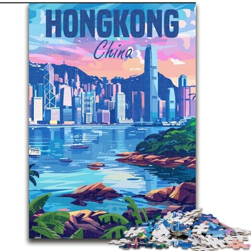 1000-teiliges Puzzle für Teenager, Hongkong, China, ab 14 Jahren, Lernspiel, Herausforderung, Spielzeug, Geschenk zum Geburtstag, 50x75cm von ABKMXDKZ