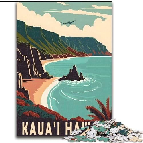 1000-teiliges Puzzle für Teenager, Kauai, Hawaii, Reisen, Spielzeug, Lernspiele, Stressabbau, Eltern-Kind-Interaktion, 26x38cm von ABKMXDKZ