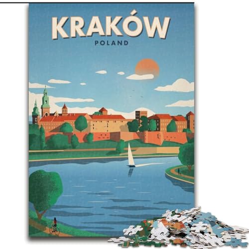 1000-teiliges Puzzle für Teenager, Krakau, Spielzeug, Lernspiele, Stressabbau, Eltern-Kind-Interaktion, 26x38cm von ABKMXDKZ