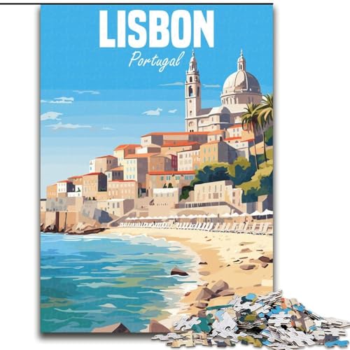 1000-teiliges Puzzle für Teenager, Lissabon, Portugal, Spielzeug, Lernspiele, Stressabbau, Eltern-Kind-Interaktion, 26x38cm von ABKMXDKZ