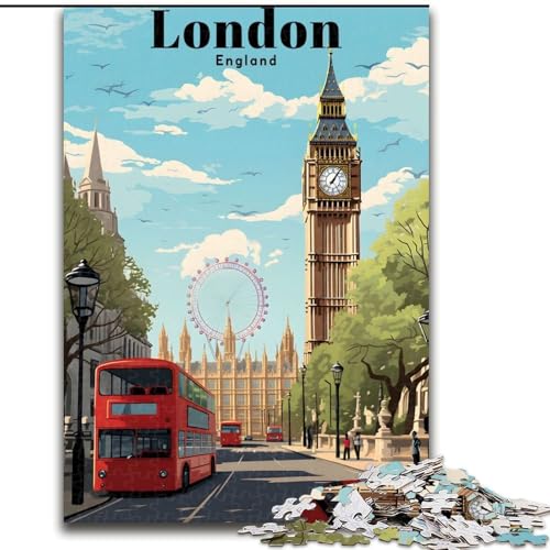 1000-teiliges Puzzle für Teenager, London, England, Reisen, für Kinder ab 14 Jahren, Lernspiel, Herausforderung, Spielzeug, Geschenk zum Geburtstag, 50x75cm von ABKMXDKZ