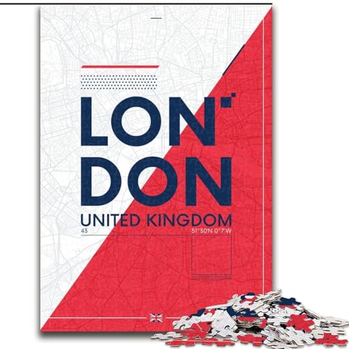 1000-teiliges Puzzle für Teenager, London, Großbritannien, für Kinder ab 14 Jahren, Lernspiel, Herausforderung, Spielzeug, Geschenk zum Geburtstag, 26x38cm von ABKMXDKZ