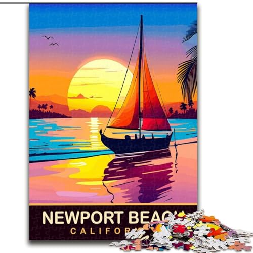 1000-teiliges Puzzle für Teenager, Newport Beach, für Kinder ab 14 Jahren, Lernspiel, Herausforderung, Spielzeug, Geschenk zum Geburtstag, 50x75cm von ABKMXDKZ