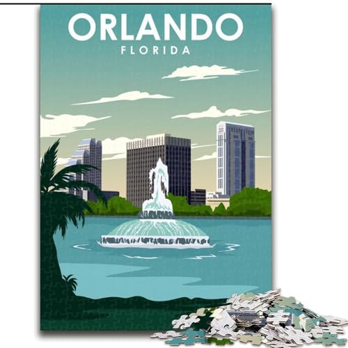 1000-teiliges Puzzle für Teenager, Orlando, Florida, Reisekunst, Spielzeug, Lernspiele, Stressabbau, Eltern-Kind-Interaktion, 26x38cm von ABKMXDKZ