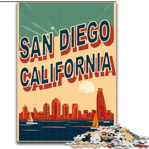 1000-teiliges Puzzle für Teenager, San Diego Waterfront, Spielzeug, Lernspiele, Stressabbau, Eltern-Kind-Interaktion, 26x38cm von ABKMXDKZ