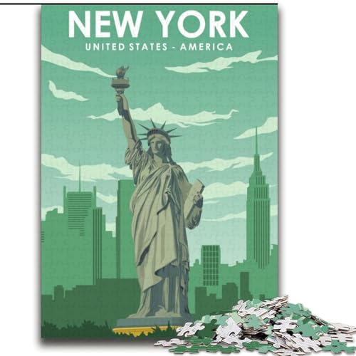2000-teiliges Puzzle New York Reiseposter, für Kinder ab 14 Jahren, jedes Teil ist einzigartig – lustiges und herausforderndes Spiel für die ganze Familie, tolles Geschenk, 70x100cm von ABKMXDKZ