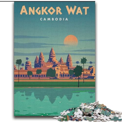 2000-teiliges Puzzle für Erwachsene und Jugendliche, Angkor Wat, anspruchsvolles Spiel und Familienspiel mit vollständig ineinandergreifenden, zufällig geformten Teilen, 70x100cm von ABKMXDKZ