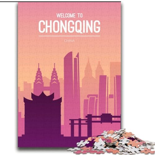 2000-teiliges Puzzle für Erwachsene und Jugendliche, Chongqing, China, für und ab 14 Jahren, pädagogisches Lernspielzeug, Familienspiele, Geburtstagsgeschenk, 70x100cm von ABKMXDKZ