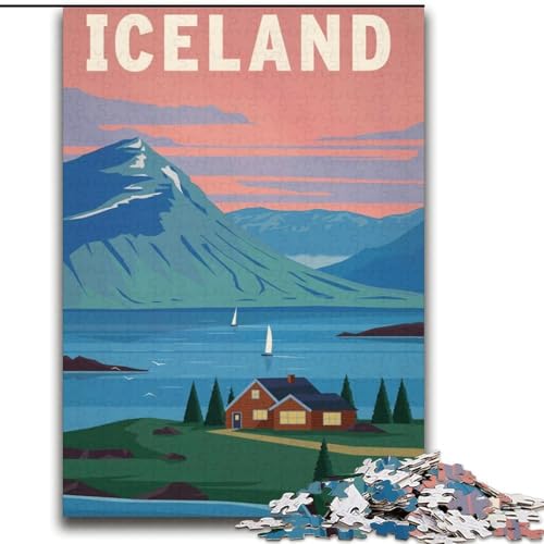 2000-teiliges Puzzle für Erwachsene und Jugendliche, Island, Spielzeug, Lernspiele, Stressabbau, Eltern-Kind-Interaktion, 70x100cm von ABKMXDKZ
