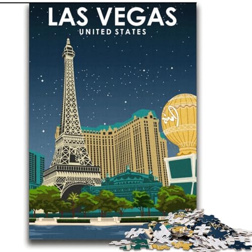 2000-teiliges Puzzle für Erwachsene und Jugendliche, Las Vegas, USA-Reise, anspruchsvolles Spiel und Familienspiel mit vollständig ineinandergreifenden, zufällig geformten Teilen, 70x100cm von ABKMXDKZ