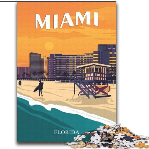 2000-teiliges Puzzle für Erwachsene und Jugendliche, Miami, Florida, USA-Reise, anspruchsvolles Spiel und Familienspiel mit vollständig ineinandergreifenden, zufällig geformten Teilen, 70x100cm von ABKMXDKZ