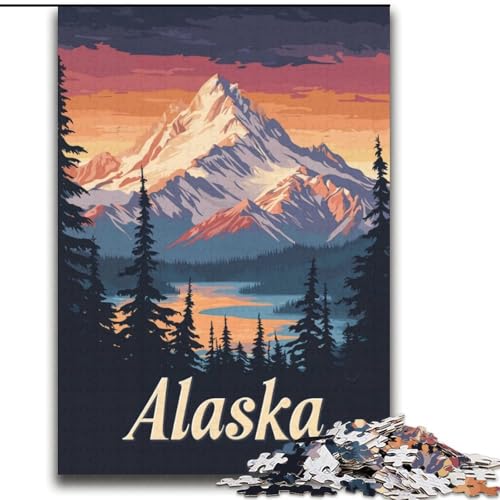 2000-teiliges Puzzle für Jugendliche und Erwachsene, Alaska Mountain Sunset Poster, Lernspiele, Heimdekoration, geeignet für die Schreibtischdekoration, 70x100cm von ABKMXDKZ