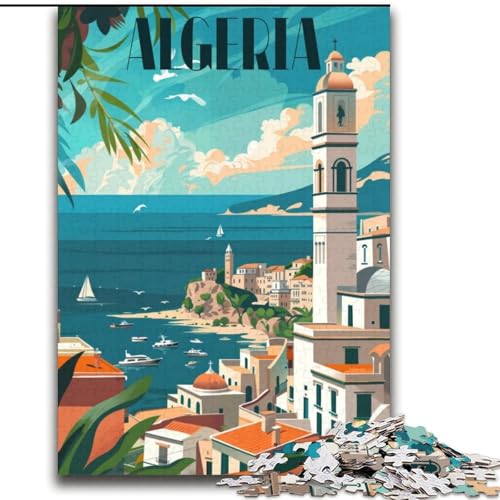 2000-teiliges Puzzle für Jugendliche und Erwachsene, Algerische Küste, Lernspiele, Heimdekoration, geeignet für die Schreibtischdekoration, 70x100cm von ABKMXDKZ