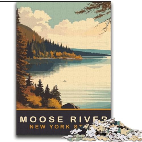 2000-teiliges Puzzle für Jugendliche und Erwachsene, Elchfluss, Lernspiele, Heimdekoration, geeignet für die Schreibtischdekoration, 70x100cm von ABKMXDKZ