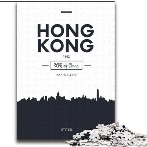 2000-teiliges Puzzle für Jugendliche und Erwachsene, Hongkong, China, Lernspiele, Heimdekoration, geeignet für die Schreibtischdekoration, 70x100cm von ABKMXDKZ