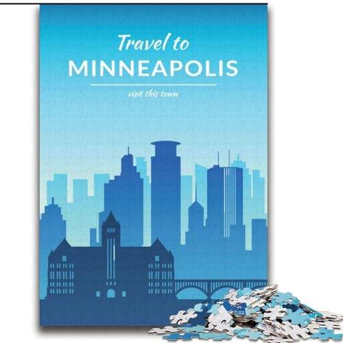 2000-teiliges Puzzle für Jugendliche und Erwachsene, Minneapolis, Lernspiele, Heimdekoration, geeignet für die Schreibtischdekoration, 70x100cm von ABKMXDKZ