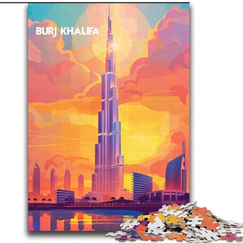 2000-teiliges Puzzle für Teenager, Burj Khalifa Glow, für Kinder ab 14 Jahren, Lernspiel, Herausforderung, Spielzeug, Geschenk zum Geburtstag, 70x100cm von ABKMXDKZ