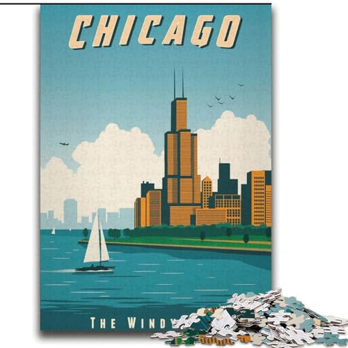 2000-teiliges Puzzle für Teenager, Chicago, Spielzeug, Lernspiele, Stressabbau, Eltern-Kind-Interaktion, 70x100cm von ABKMXDKZ